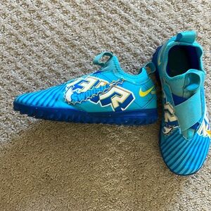 NIKE KIDS ZOOM MERCURIAL SUPERFLY 9 ACADEMY KM SOCCER TURF SHOES BLUE